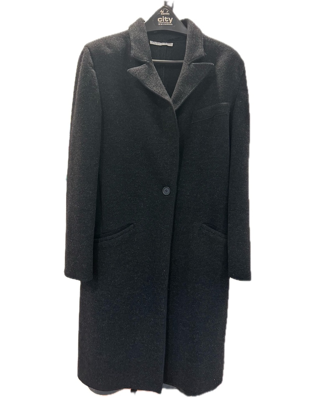 Emporio Armani Black Single-Button Wool-Blend Trench Coat